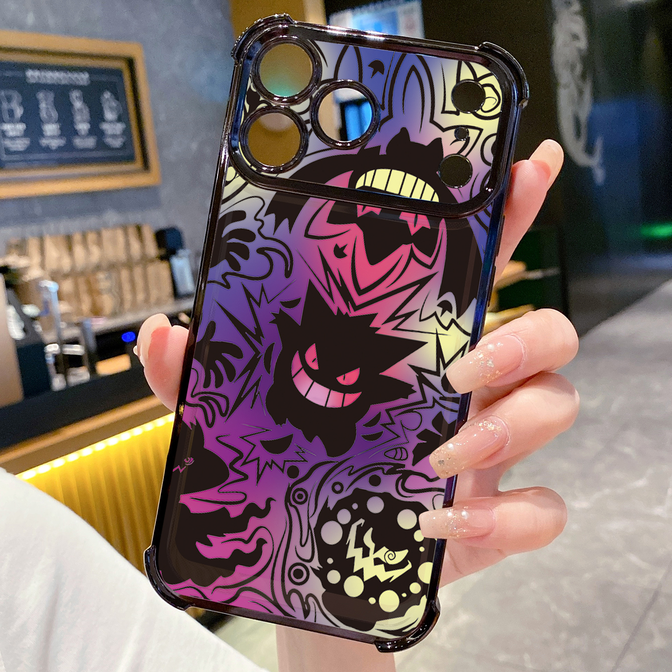 for iPhone 17 Pro Max 16 15 14 Plus Plating Phone Case Shockproof Cover Cute Monster