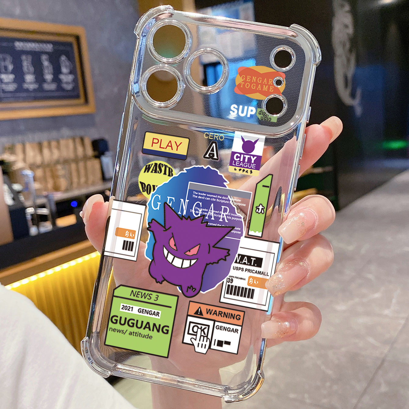 for iPhone 17 Pro Max 16 15 14 Plus Plating Phone Case Shockproof Cover Cute Monster