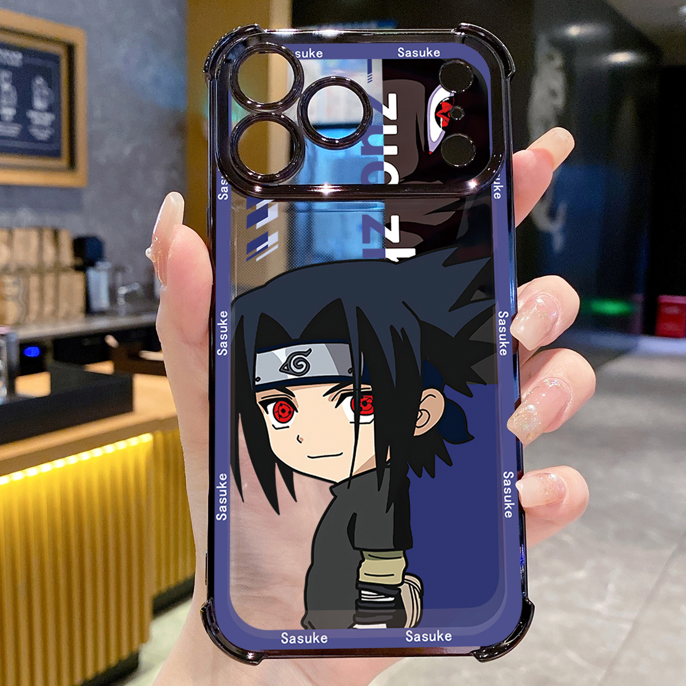 for iPhone 17 Pro Max 16 15 14 Plus Plating Phone Case Shockproof Cover Sasuke Naruto