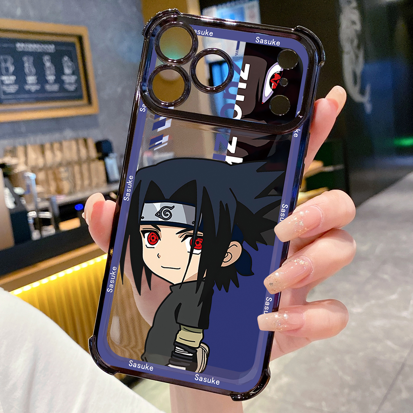 for iPhone 17 Pro Max 16 15 14 Plus Plating Phone Case Shockproof Cover Sasuke Naruto