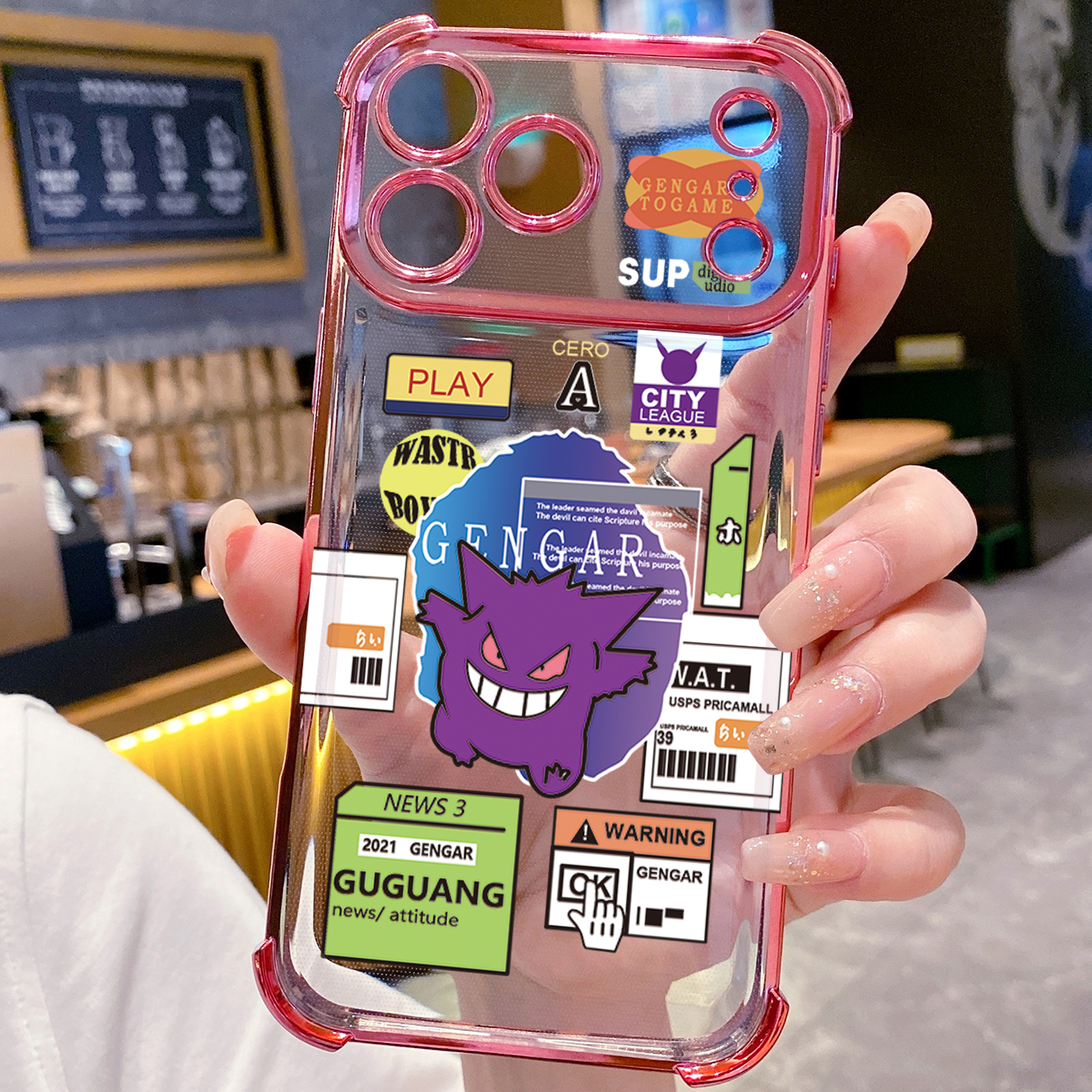 for iPhone 17 Pro Max 16 15 14 Plus Plating Phone Case Shockproof Cover Cute Monster
