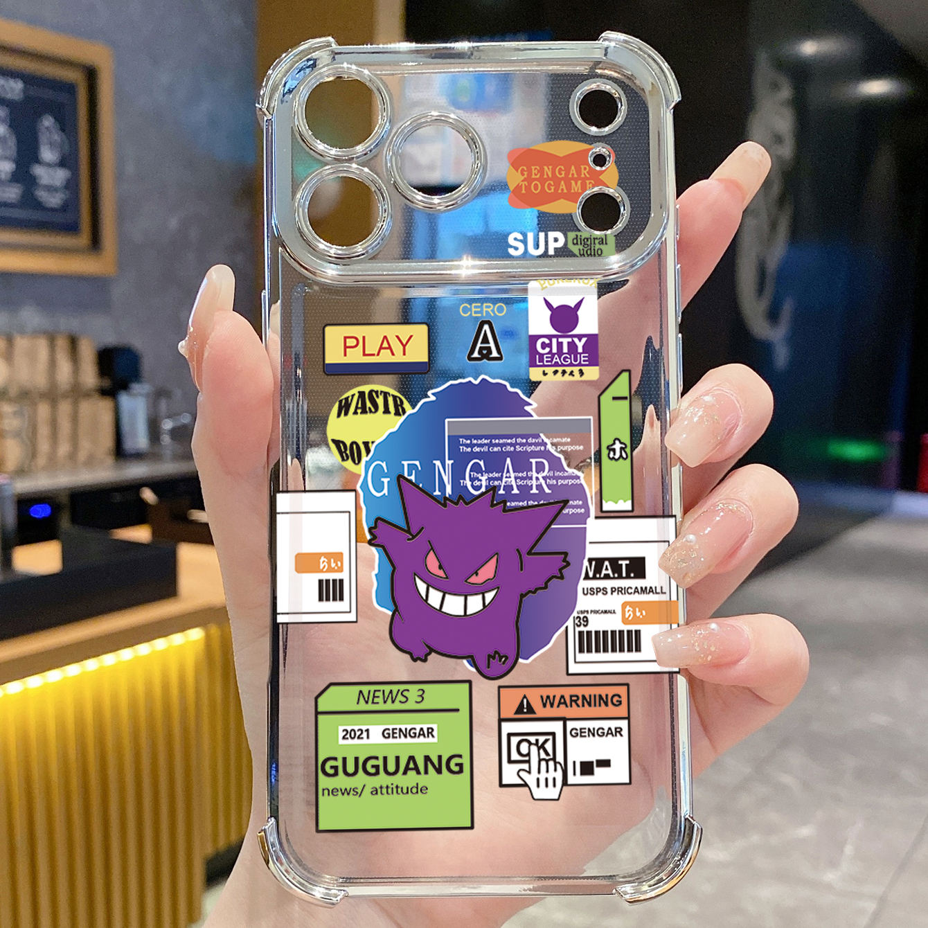 for iPhone 17 Pro Max 16 15 14 Plus Plating Phone Case Shockproof Cover Cute Monster