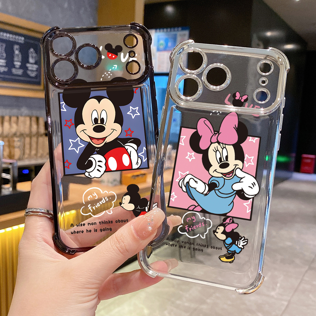 for iPhone 17 Pro Max 16 15 14 Plus Plating Phone Case Shockproof Cover Mickey Minne Cute