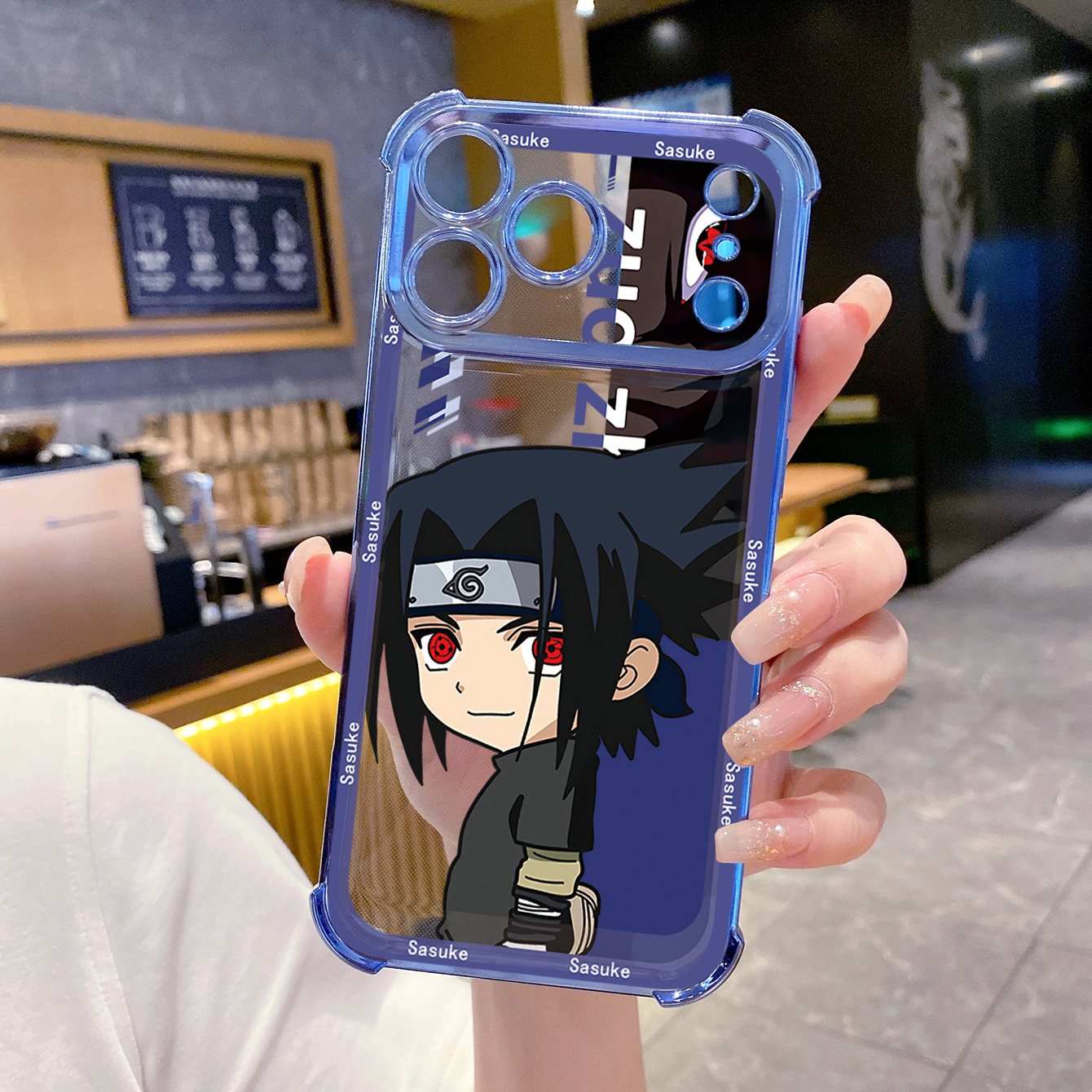 for iPhone 17 Pro Max 16 15 14 Plus Plating Phone Case Shockproof Cover Sasuke Naruto