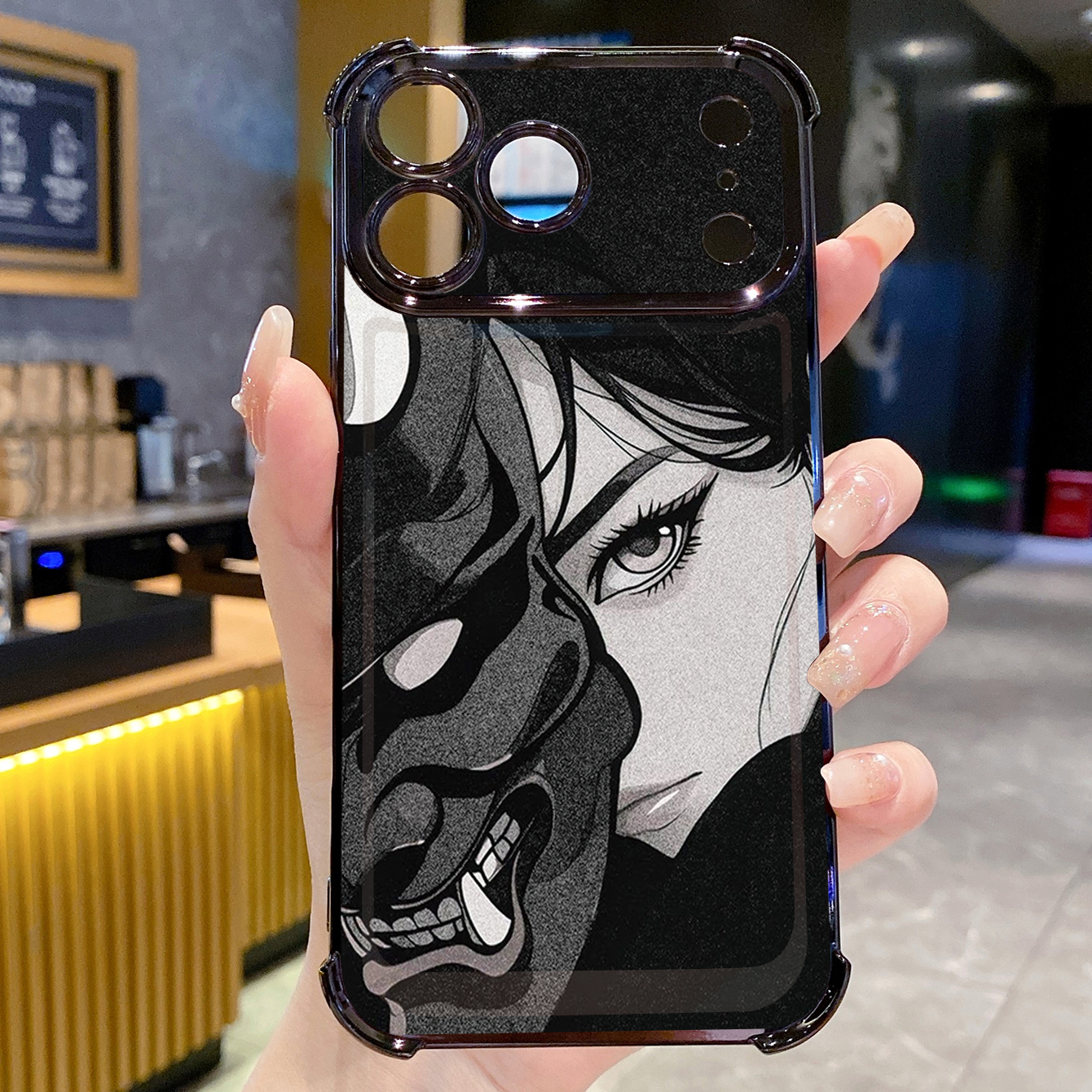 for iPhone 17 Pro Max 16 15 14 Plus Plating Phone Case Shockproof Cover Art Girl