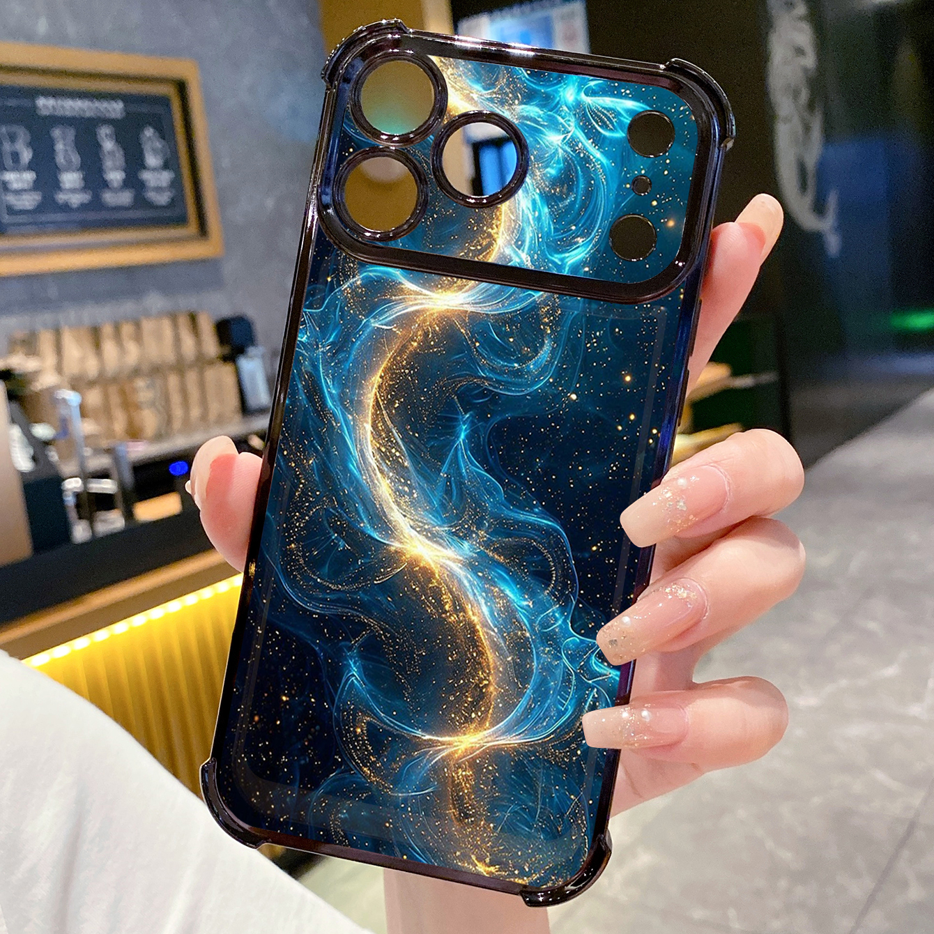 for iPhone 17 Pro Max 16 15 14 Plus Plating Phone Case Shockproof Cover Luxury Blue Aurora