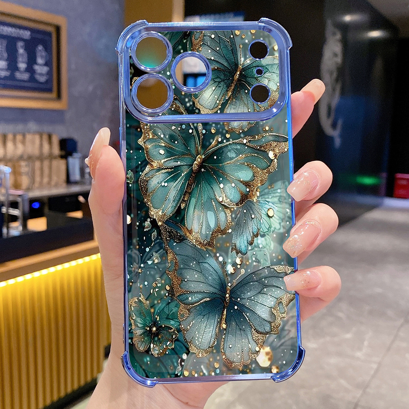 for iPhone 17 Pro Max 16 15 14 Plus Plating Phone Case Shockproof Cover Luxury Flower Butterfly