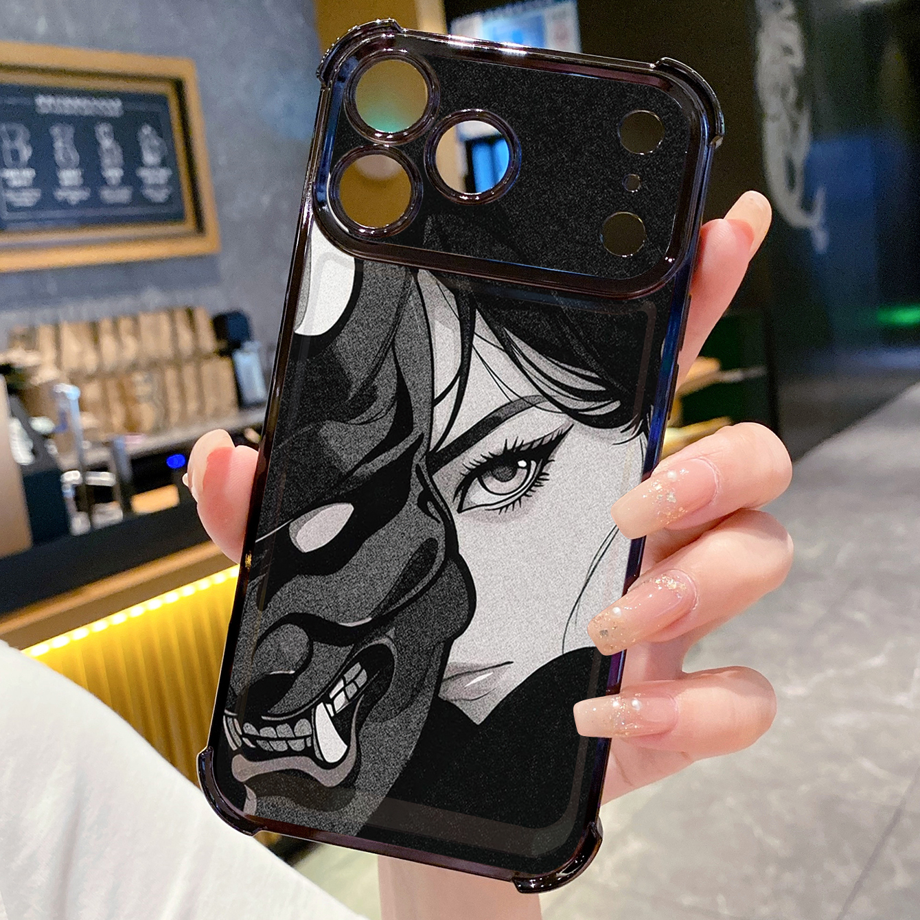 for iPhone 17 Pro Max 16 15 14 Plus Plating Phone Case Shockproof Cover Art Girl