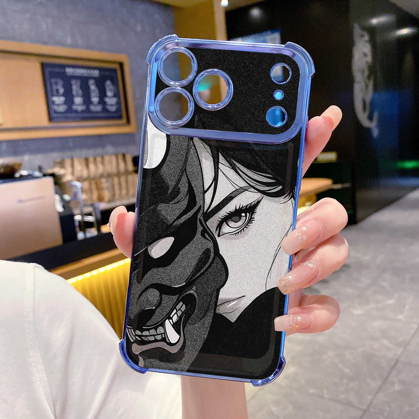 for iPhone 17 Pro Max 16 15 14 Plus Plating Phone Case Shockproof Cover Art Girl