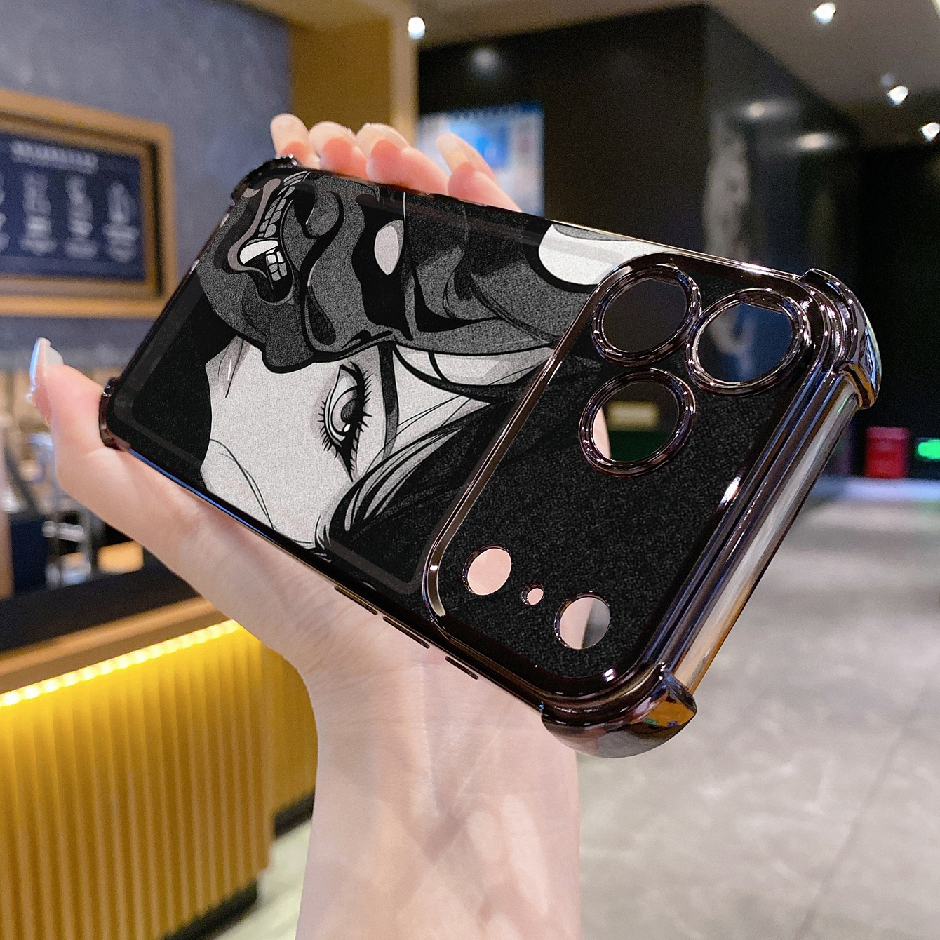 for iPhone 17 Pro Max 16 15 14 Plus Plating Phone Case Shockproof Cover Art Girl