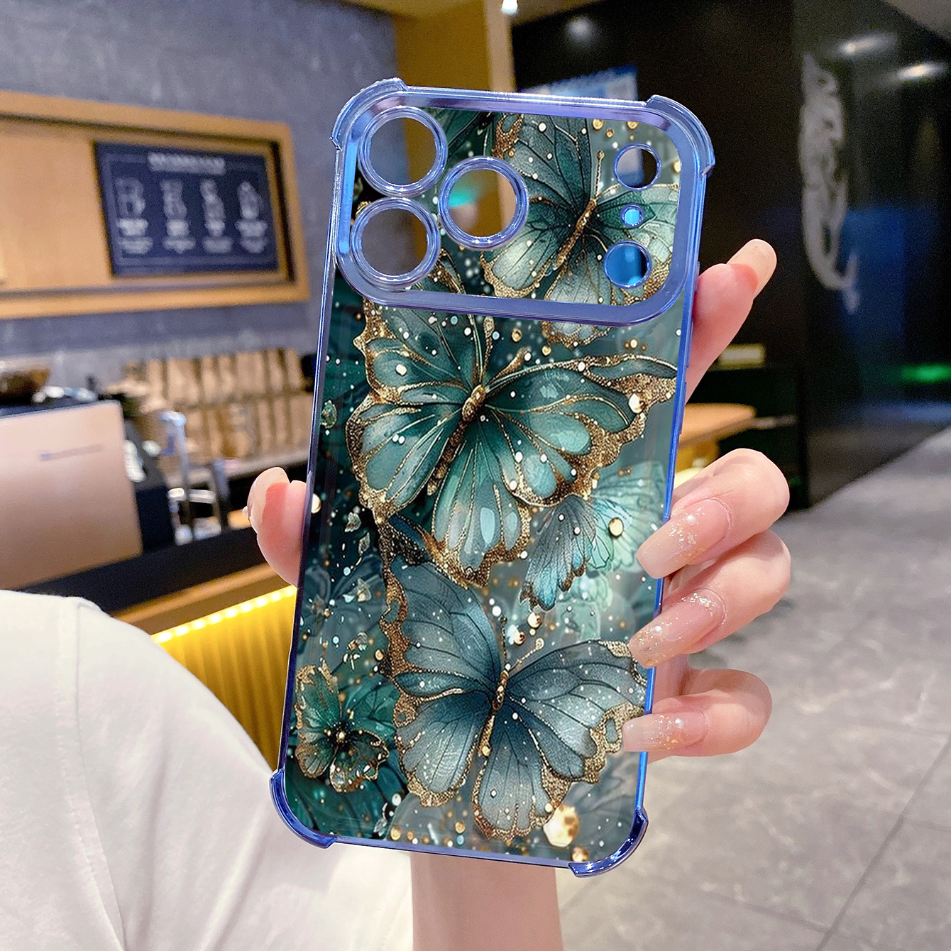 for iPhone 17 Pro Max 16 15 14 Plus Plating Phone Case Shockproof Cover Luxury Flower Butterfly