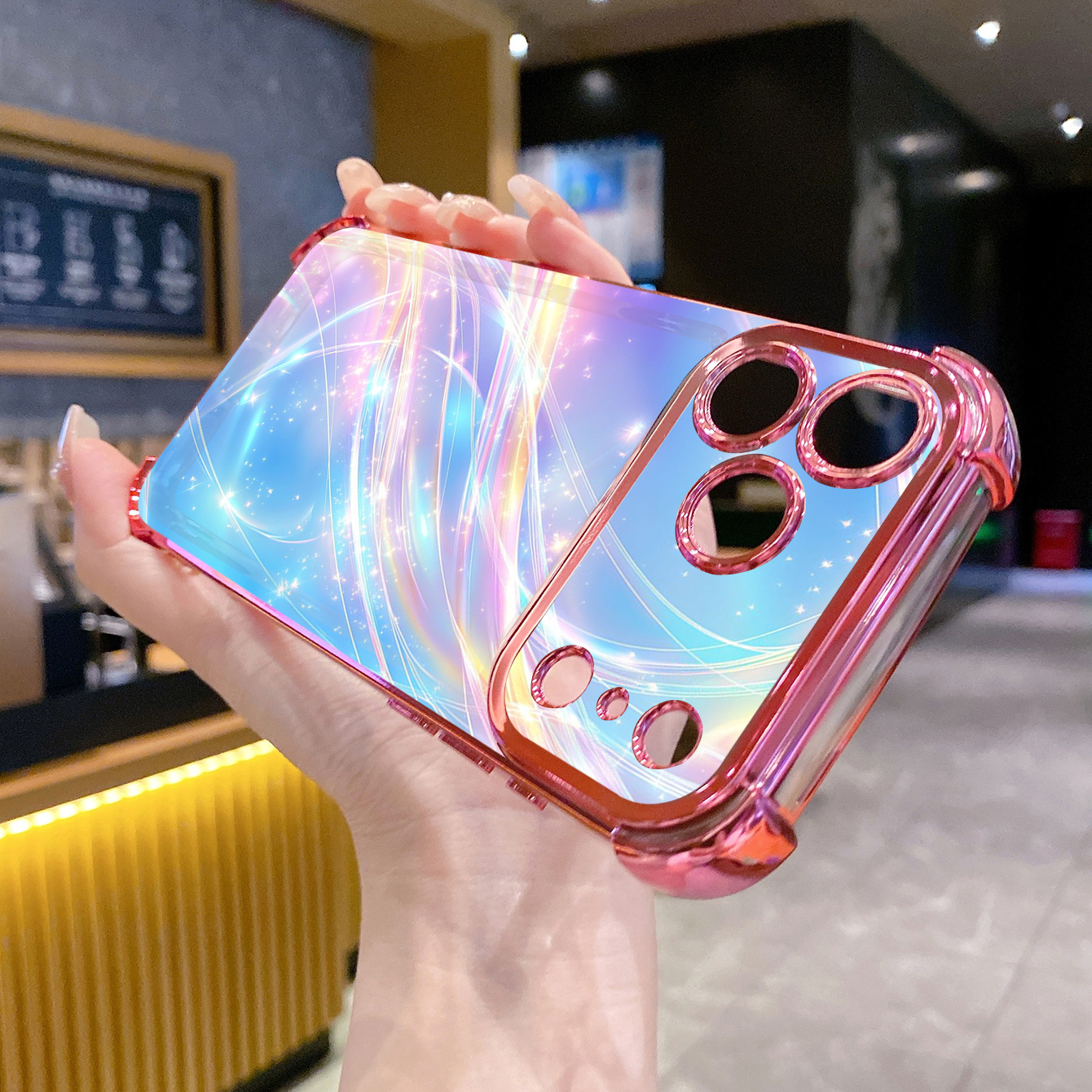 for iPhone 17 Pro Max 16 15 14 Plus Plating Phone Case Shockproof Cover Luxury Blue Aurora