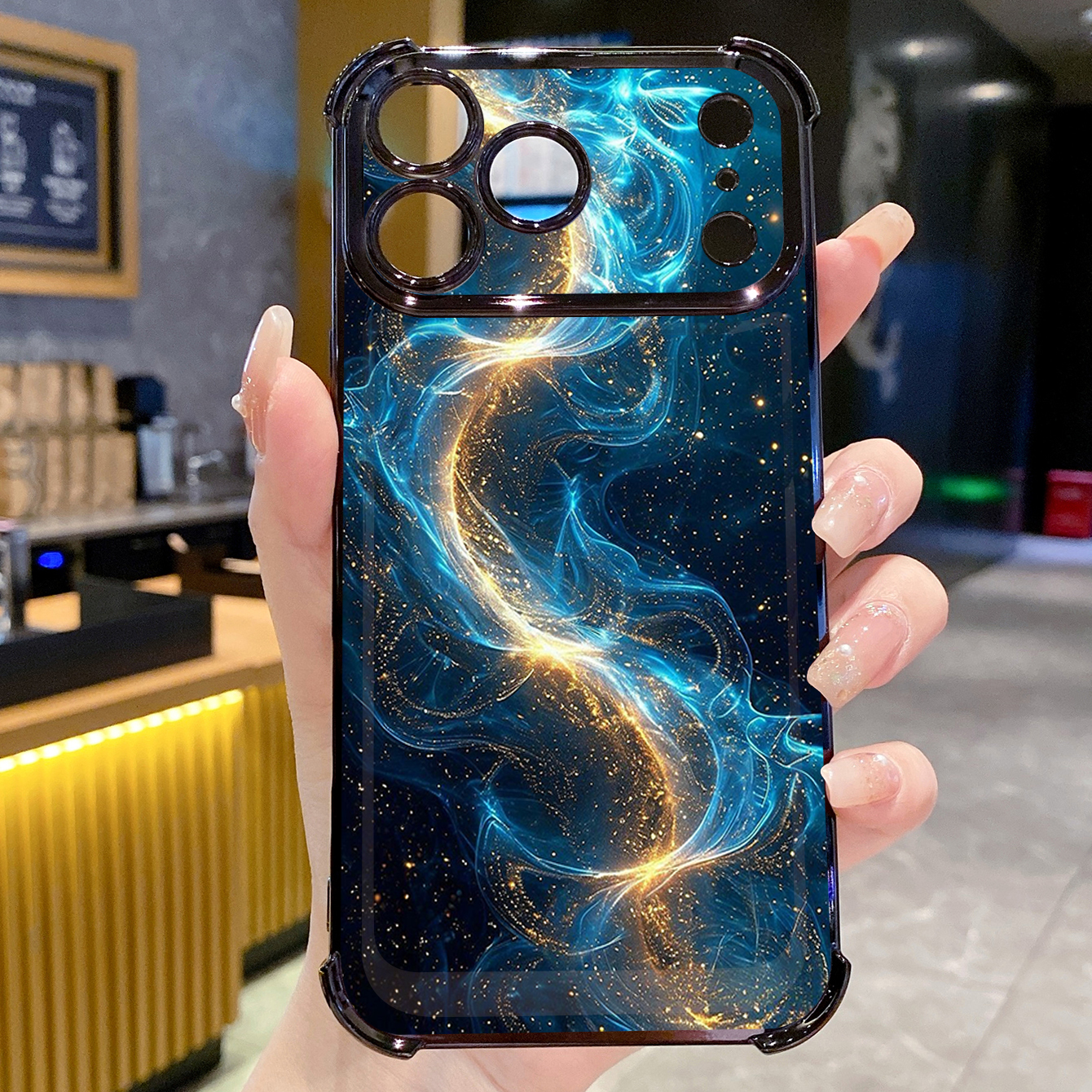 for iPhone 17 Pro Max 16 15 14 Plus Plating Phone Case Shockproof Cover Luxury Blue Aurora