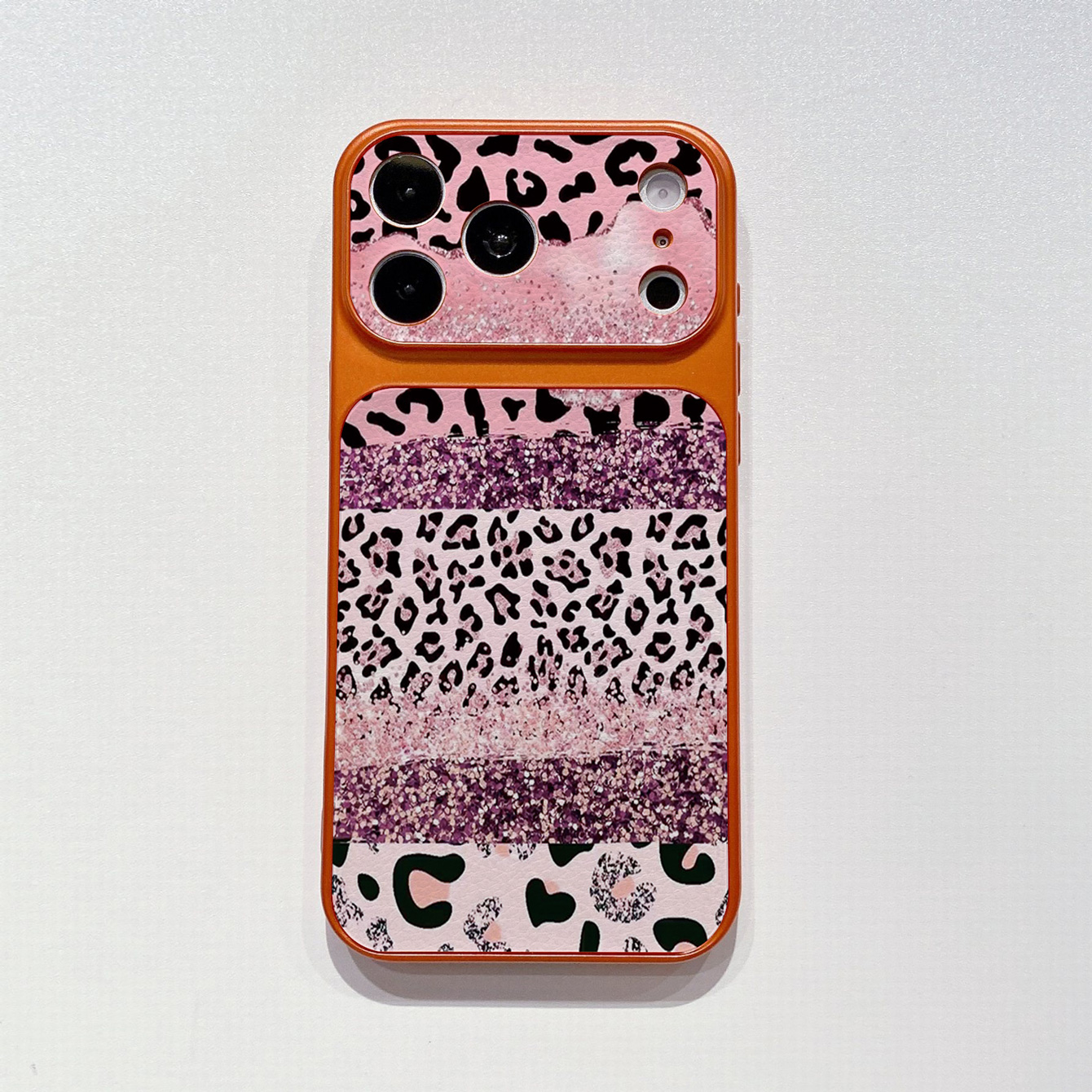 for iPhone 18 17 Pro Max 16 15 14 Plus Phone Case PU Leather Shockproof Cover Gradient Leopard