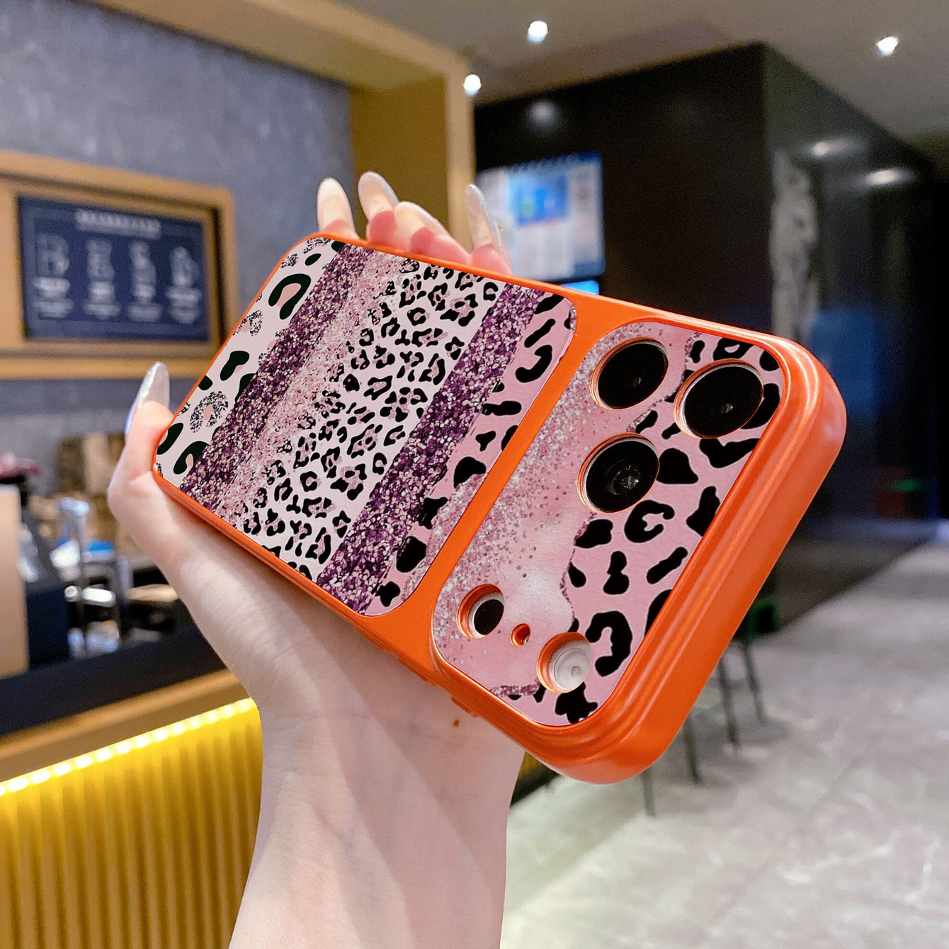 for iPhone 18 17 Pro Max 16 15 14 Plus Phone Case PU Leather Shockproof Cover Gradient Leopard