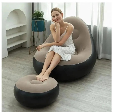 Inflatable Lazy Sofa with foot step comes with free pump Optional Spherical Outdoor Inflatable Sofa PVC Plush Football Sofa Lazy Lounge Chair