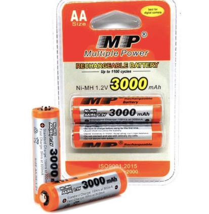 Multiple Power AA 1.2V 3000mAh MP Rechargeable Batteries Re-charged For Up To 1000 Times