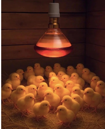 Chicken Bulb Heat Lamp – Poultry Brooder Bulb for Chicks, Ducklings & Quails. Aa reliable heat source designed to keep chicks and young poultry warm during brooding.