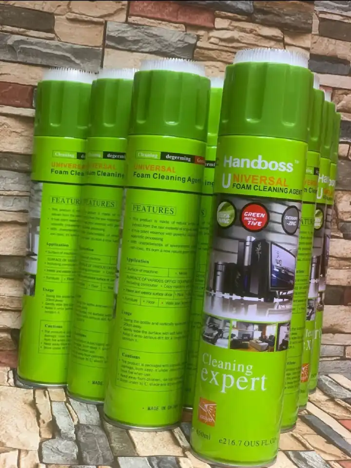 Multipurpose Foam Cleaner for all Accessories Ideal for Cleaning Laptops, Office Furnture, Car Upholstery, Home Upholstery, Gadgets, Shoes and Metal Equipment  Green Handboss Universal Foam agent