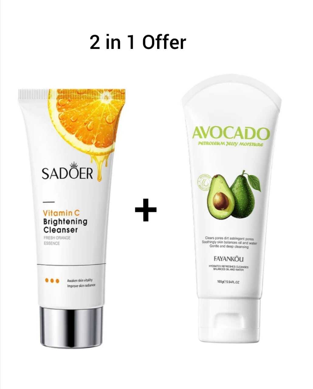 SADOER Vitamin C Brightening cleanser Vitamin C brightening+Avocado Cleanser Shea Butter Jelly Moisturizing Facial Cleanser Deep Cleansing Oil Control Face Wash Deep Cleansing Facial Cleanser Acne