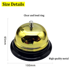 Large Call Bell 3.9 Inch Diameter Clear Loud Sound for Restaurant Hotel School Store, Durable Easy Clean
