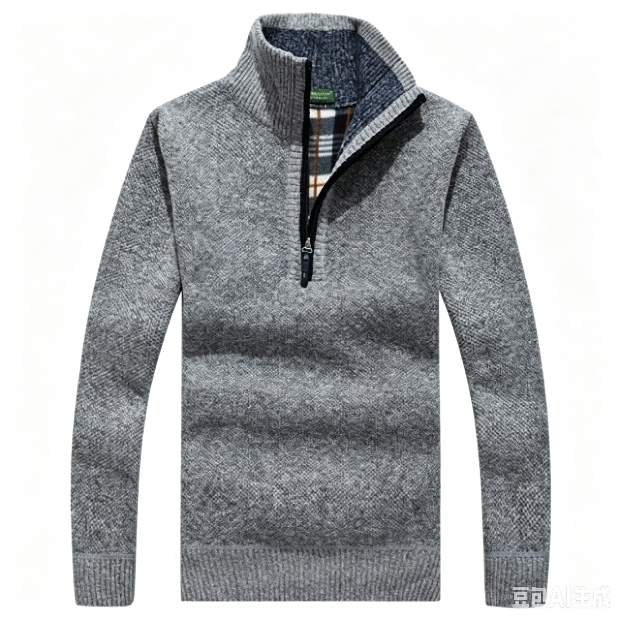 Dynamics Winter New Arrival Thickened Fleece Lined Zip Up Polo Neck Cardigan Knitted Sweater For Men Clothes T-Shirts