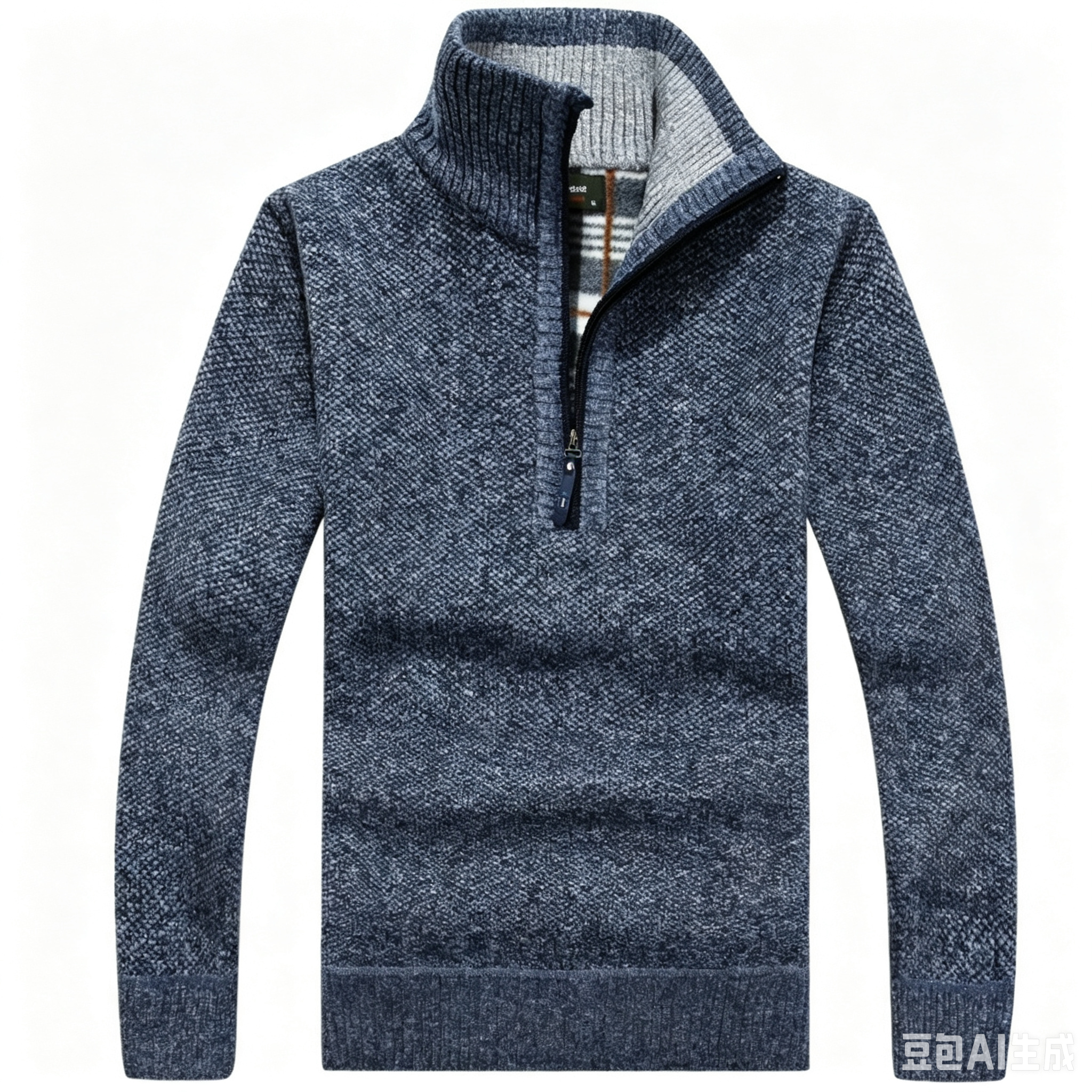 Dynamics Winter New Arrival Thickened Fleece Lined Zip Up Polo Neck Cardigan Knitted Sweater For Men Clothes T-Shirts