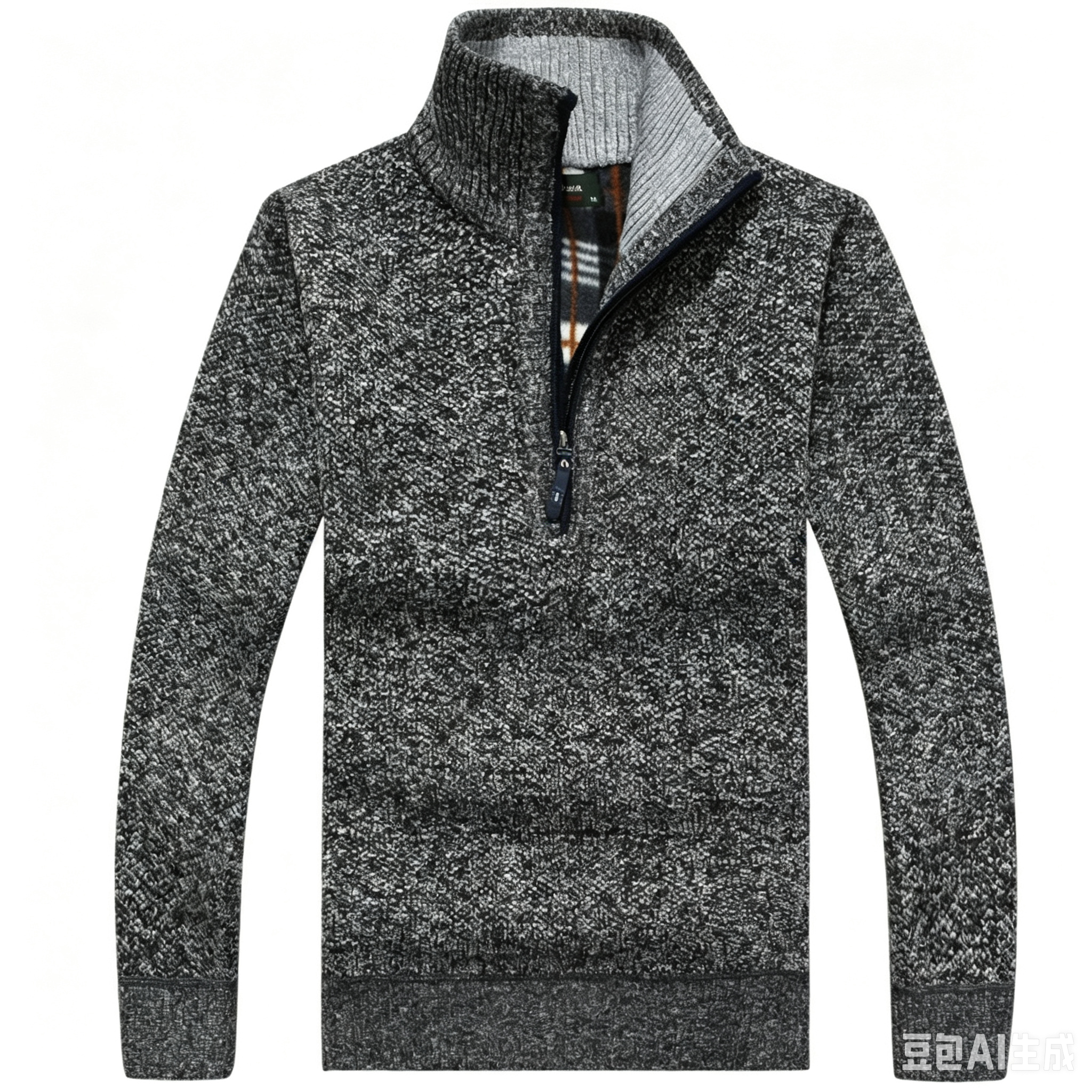 Dynamics Winter New Arrival Thickened Fleece Lined Zip Up Polo Neck Cardigan Knitted Sweater For Men Clothes T-Shirts