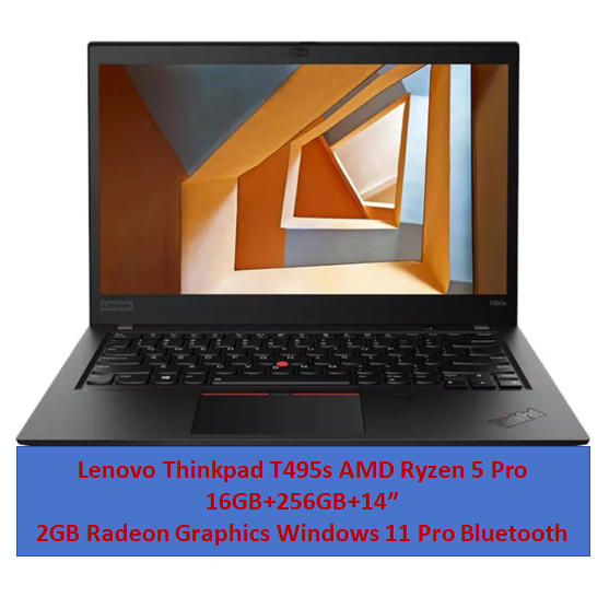 Touchscreen Lenovo Thinkpad T495s AMD Ryzen 5 Pro 16GB+256GB+14" Laptop Windows 11 Pro Bluetooth Webcam 2GB Radeon Graphics Refurbished student professional Laptop