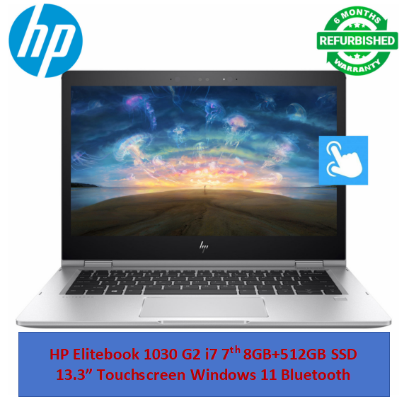 (Touch i7+8GB+512GB) HP Elitebook 1030 G2 i7 7th 8GB+512GB+13.3" Laptop Windows 11 Refurbished HP Laptop Bluetooth Webcam 6 months warranty laptops Student professional Laptop