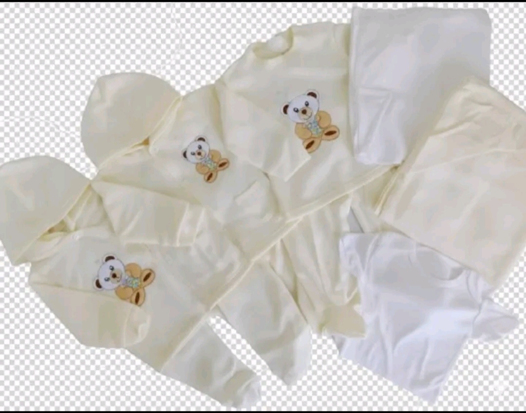 CREAM 8-Piece Newborn Receiving Set - 100% Cotton, Unisex, 0-6M, Machine Washable