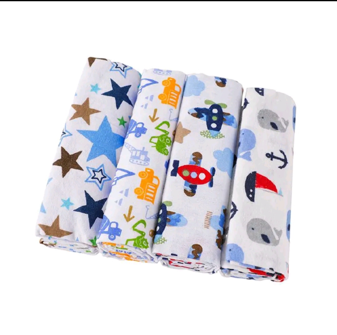 Clearance offer!!Baby shawls/ Fashion 4pieces of  cute printed pure cotton baby boy shawl, super soft flannel, receiving newborn baby blanket,swaddlel
