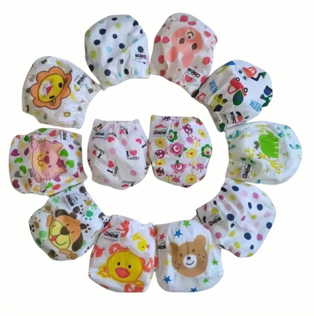 Adjustable Washable Baby Diapers 0-2Y - 3 Inserts, TPU & Cotton, Multicolor