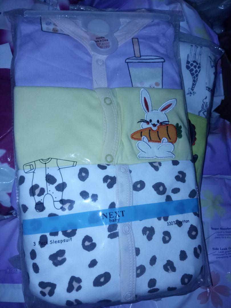 3 Piece Set Quality Cotton Baby BOY Romper /Sleepsuits -Multicolor/beautiful prints