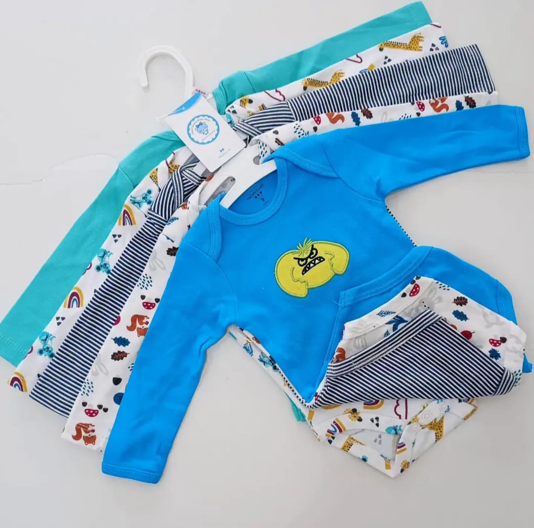 5PCS Cutest Baby  BOY Newborn Cotton Long-sleeve Onesies /Bodysuits/Sleepsuits Soft & Essential Infant Wea