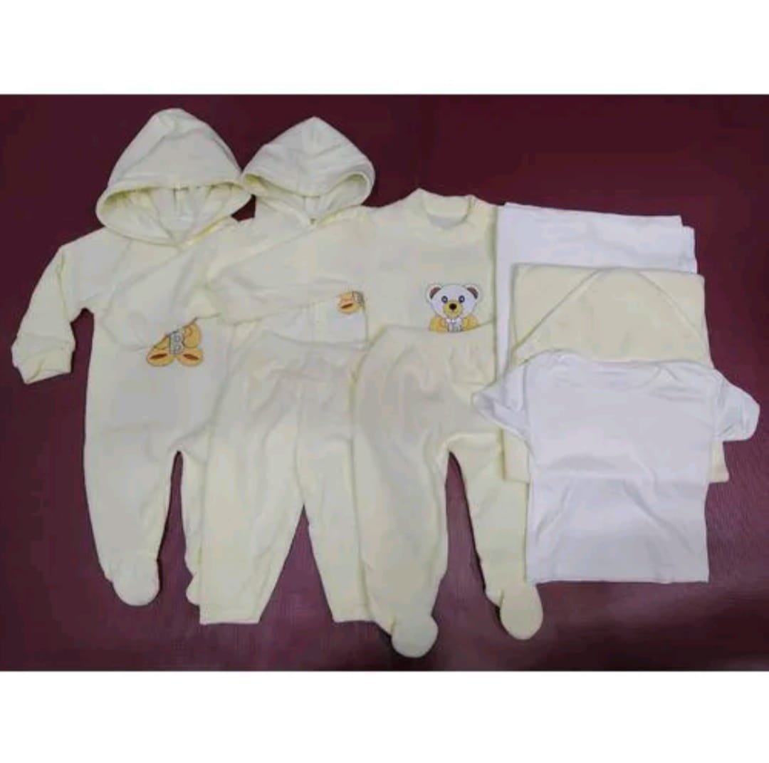 CREAM 8-Piece Newborn Receiving Set - 100% Cotton, Unisex, 0-6M, Machine Washable