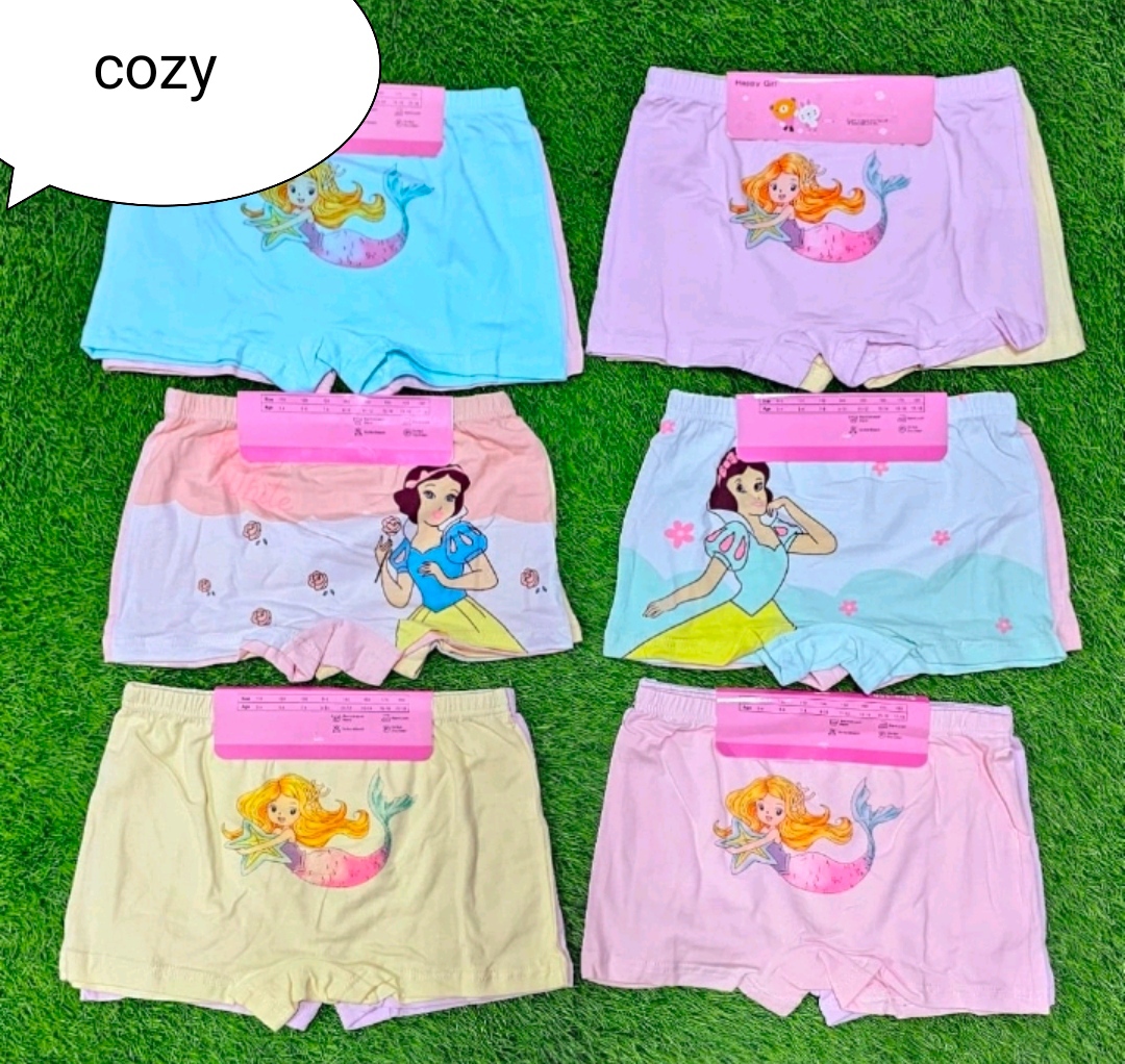 Fashion 6 Piece Girls’ Assorted Print Underwear Set – Premium Soft Cotton Kids Panties, Breathable Comfort Briefs & Hot Pant, Stretchy Waistband, Cute Cartoon & Floral Designs, Everyday Innerwear