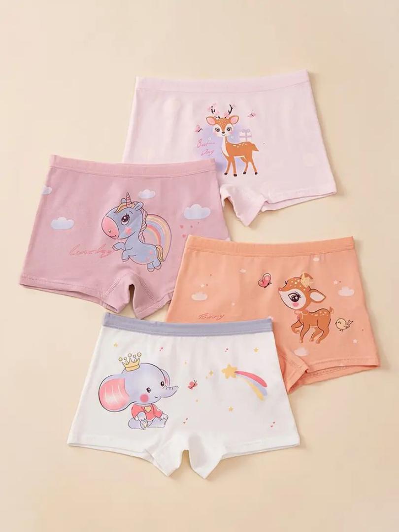 Fashion 6 Piece Girls’ Assorted Print Underwear Set – Premium Soft Cotton Kids Panties, Breathable Comfort Briefs & Hot Pant, Stretchy Waistband, Cute Cartoon & Floral Designs, Everyday Innerwear