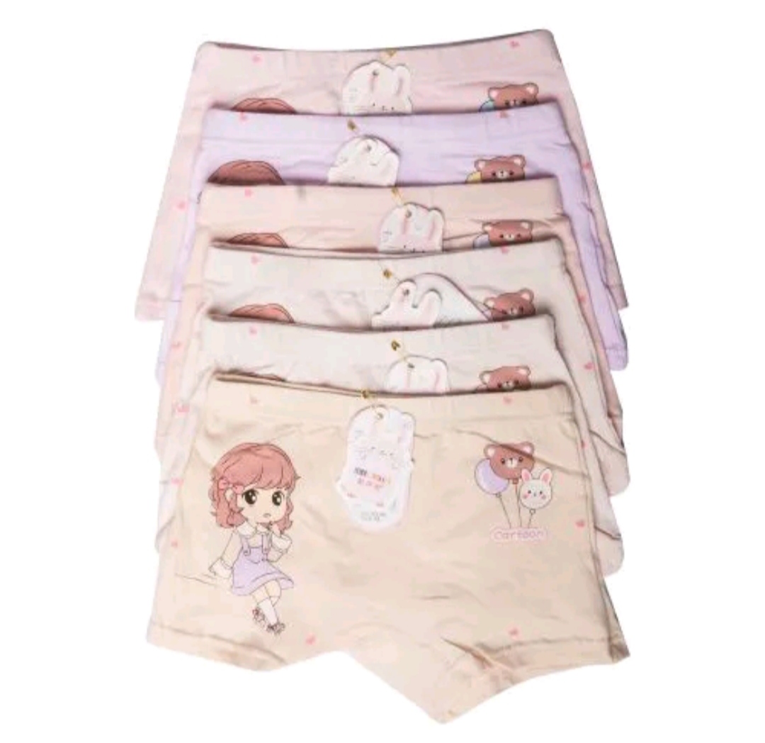 Fashion 6 Piece Girls’ Assorted Print Underwear Set – Premium Soft Cotton Kids Panties, Breathable Comfort Briefs & Hot Pant, Stretchy Waistband, Cute Cartoon & Floral Designs, Everyday Innerwear