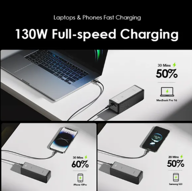 Oraimo Power Bank OPB-727SQ 27600mAh 130W Multiple Device Type C Super-Fast Charging 3 Port 130W Output Highspeed Charging 1 Input Port Smart LED Display Temperature Control Cooling System Power Bank
