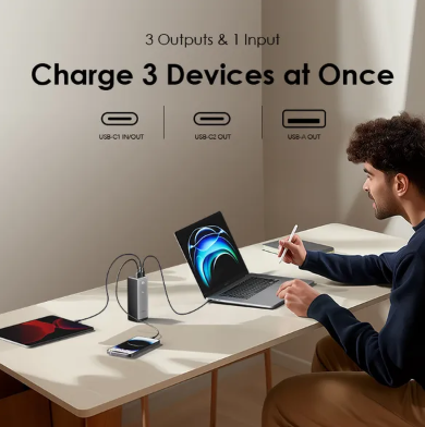 Oraimo Power Bank OPB-727SQ 27600mAh 130W Multiple Device Type C Super-Fast Charging 3 Port 130W Output Highspeed Charging 1 Input Port Smart LED Display Temperature Control Cooling System Power Bank