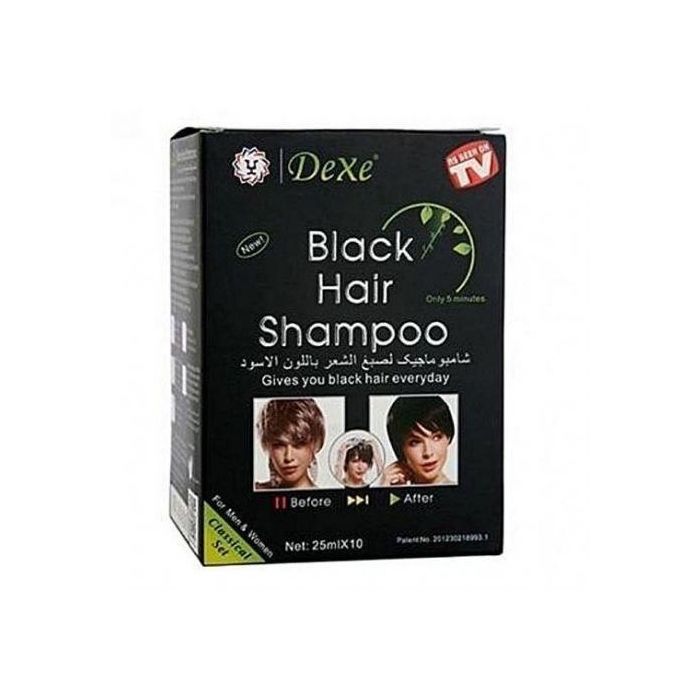 Dexe Hair Dye Shampoo Dye *Black* (10 Packs )+FREE GLOVES