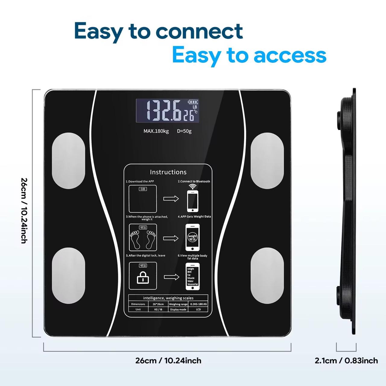 Bmi Smart Digital Weight Scale – Body Fat Analyzer Personal Bathroom Scale for Personal Use.maximum 180kg