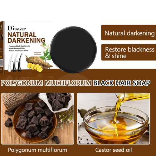 Disaar POLYGONUM Multiflorum NATURAL DARKENING Soap For Blacker Hair Repairs, Restores Shine, Blackening Soap ANTI Graying Grey Hair Shampoo