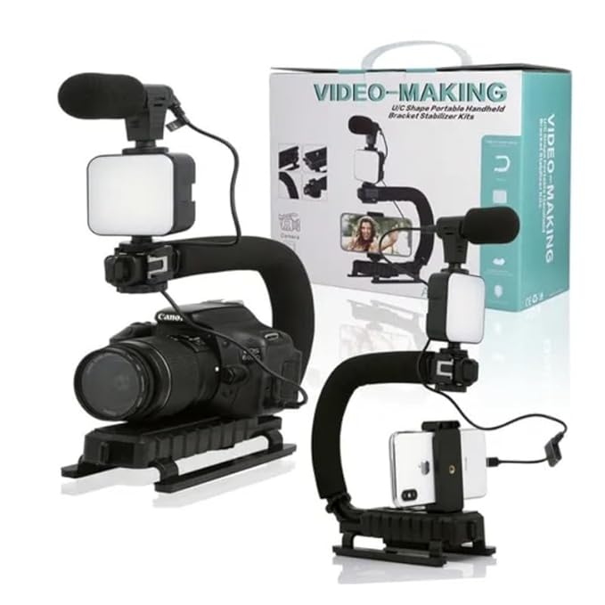 Shaped Video Making Handheld Stabilizer Kit Camera Gimbal for Outdoor Videography Portable Video Camera Accessories C Shape Stabilizer for DSLR Mobile Phones DV