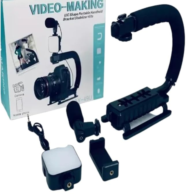 Shaped Video Making Handheld Stabilizer Kit Camera Gimbal for Outdoor Videography Portable Video Camera Accessories C Shape Stabilizer for DSLR Mobile Phones DV