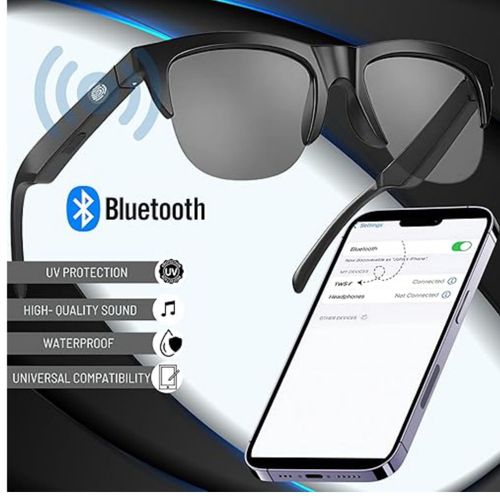 Bluetooth Sunglasses  - Black Wireless Audio with UV Protection