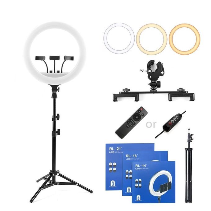 14inch Ring Light With 3 Phone Holders And A Tripod Stand