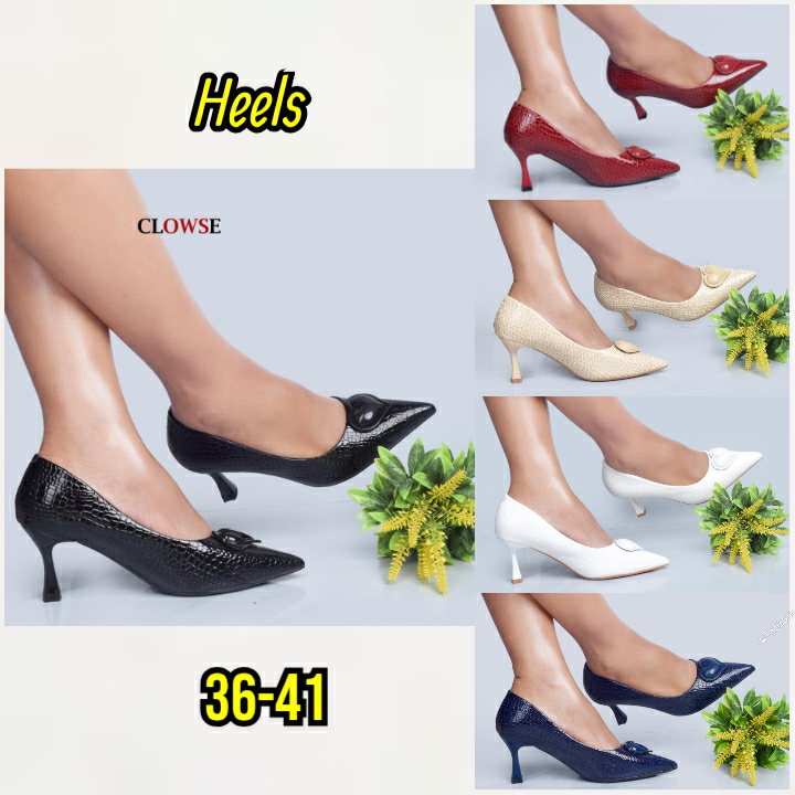 Clowse Ladies Kitten Heels – Elegant Pointed Toe Low Heel Shoes with Textured Finish, Comfortable Slip-On Fashion Pumps for Office, Casual and Formal Wear