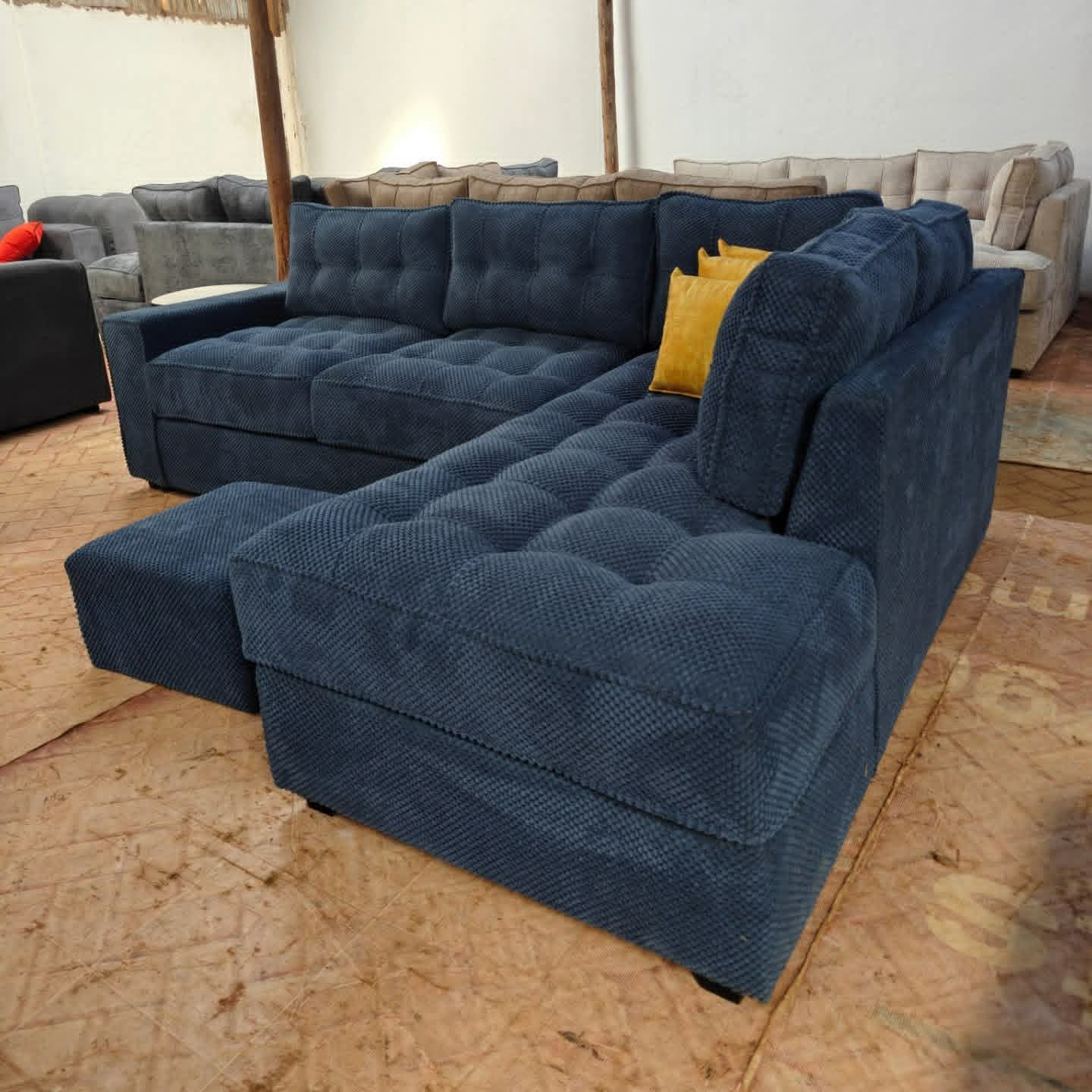 Bubble fabric 6 seater l shaped sofa with FREE RANDOM THROW PILLOWS GIFT